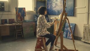 woman working on her creative masterpiece