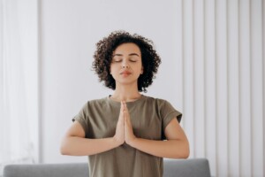 woman in yoga position